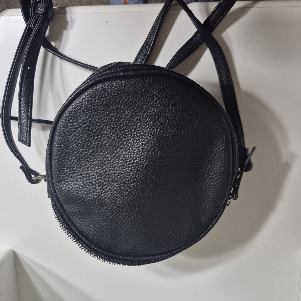 Tahari Black Faux Leather Round Crossbody Bag - Picture 7 of 9